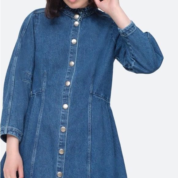 SOLD- SEA NEW YORK MARBLE DENIM DRESS - Picture 2 of 8